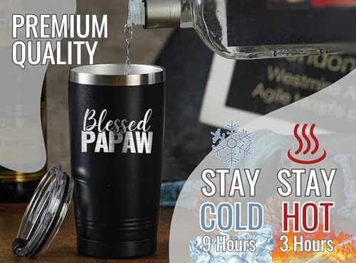 20oz Stainless Steel Tumbler with Laser Engraved Grandpa Design - Gift for Father's Day