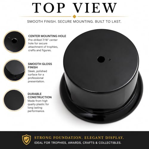 Small Black Gloss Display Pedestal Stand for Trophies Figurines Crafts