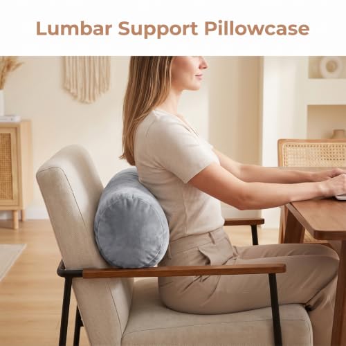 Velvet Pillow Cover for 16x6 Inch Cervical Roll Pillow - Gray