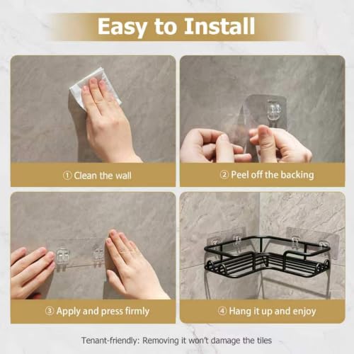 No-Drill Corner Shower Shelf Set – Rust-Resistant Bathroom Organizer, 4-Pack
