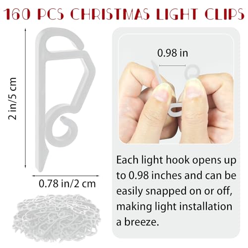 Openfly White Outdoor Christmas Light Clips 160Pcs Gutter Hooks Weatherproof