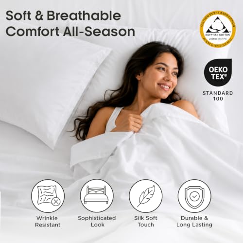 Egyptian Cotton Sheet Set Queen Size 1000TC Sateen Weave Arctic White - Cloud Nest