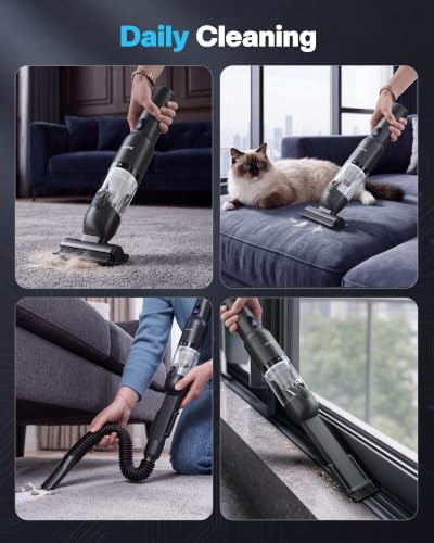 Black 4-in-1 Cordless Handheld Car Vacuum with 20000Pa Suction & LED Light
