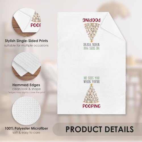 Funny He Sees You When You're Pooping Christmas Bathroom Towel - Variation of THIS listing