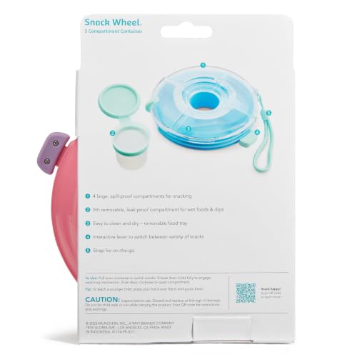 Kids Snack Container with Rotating Wheel & Lid - Pink, BPA Free