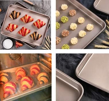 Walooza Nonstick Baking Sheets Set of 2 - 11 Inch Deep Cookie Trays | Heavy Duty & Easy Clean