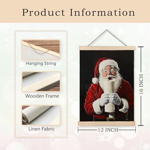Exqcom Santa Bathroom Decor Wall Art Poster - Funny Christmas Toilet Humor, 12x16 Inches - Variation of THIS listing