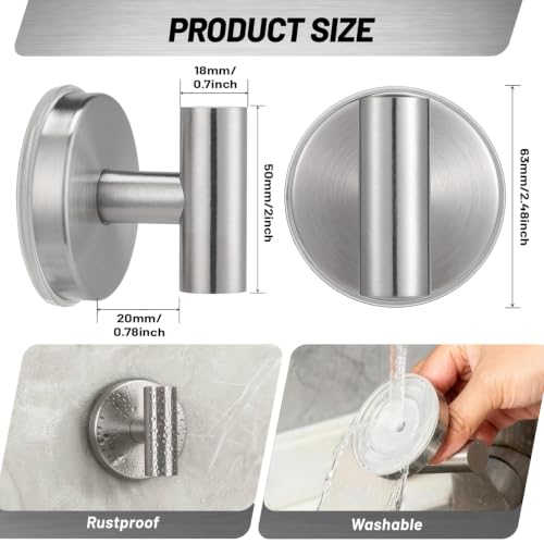 Stainless Steel Shower Suction Cup Hooks Brushed Nickel 2 Pack No Drill