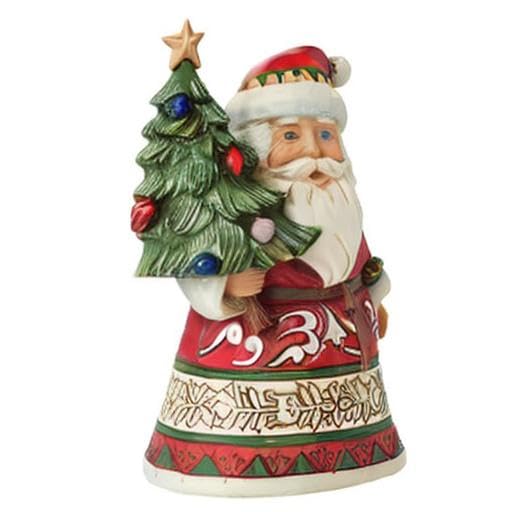 Santa Holding Tree Miniature Figurine - Holiday Home Decor, 3.66 Inch
