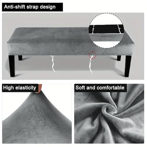 Plush Bench Cover for Piano Stool & Chairs - Waterproof Slipcover, Fits 39-55in