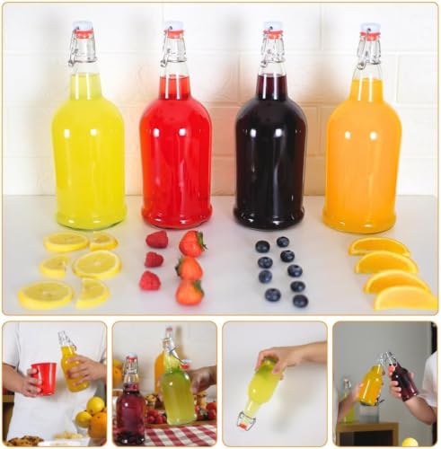 FastRack 33oz Clear Glass Swing Top Bottle - Pack of 1, Regular Flip Top