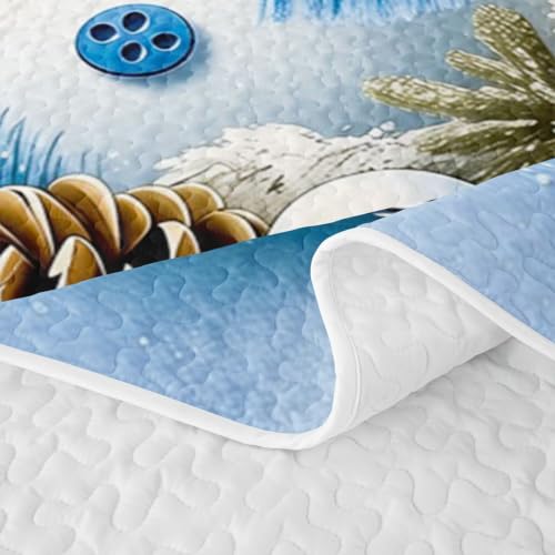 Castle Fairy Snowman Wreath King Size Quilt Set - Multi 06, Blue, All Season Bedding