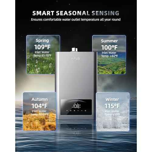 APUS Tankless Water Heater Propane, 140,000 BTU Indoor Installation Up to 6.8 GPM, Zero Cold Water Technology for Instant Hot Water on Demand, Smart Wi-Fi App Control