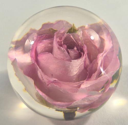 Pink Rose Resin Sphere - Real Flower Crystal Ball Wedding Decor