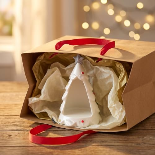 White Resin Christmas Tree House with Tree Hole - Holiday Decor, 5.4 Inch