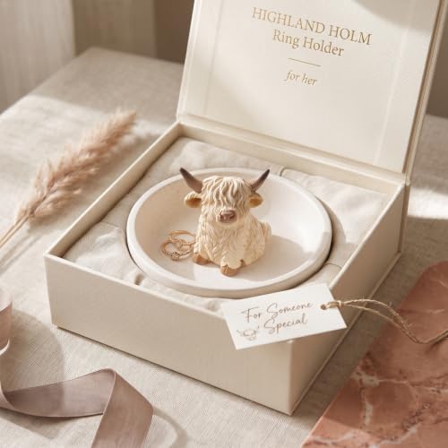 Highland Cow Jewelry Dish Holder - Rustic Ring Tray with Color-2
