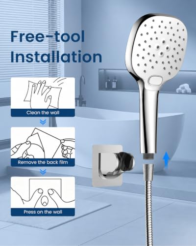 High Pressure Handheld Shower Head with Long Hose - 3 Modes, Easy Install