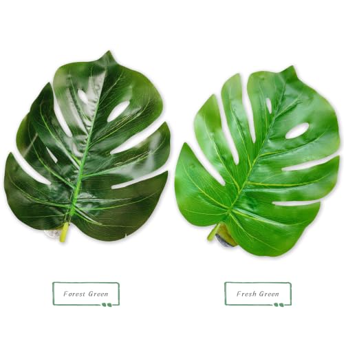 Farmhouse Leaf Curtain Tiebacks - Green Stainless Steel Clips with Artificial Leaf End - Pack of 2
