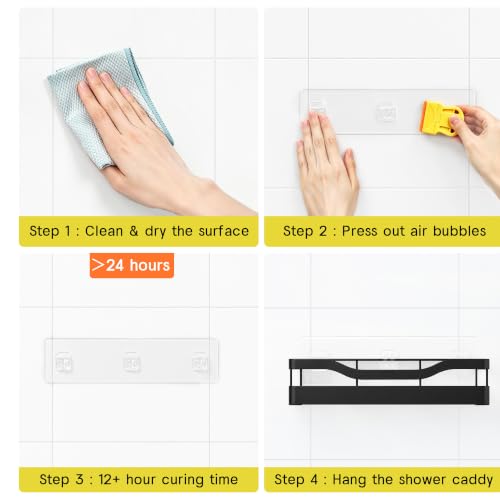 Heavy-Duty Black Shower Caddy Organizer with Adhesive Mount - RicheMake