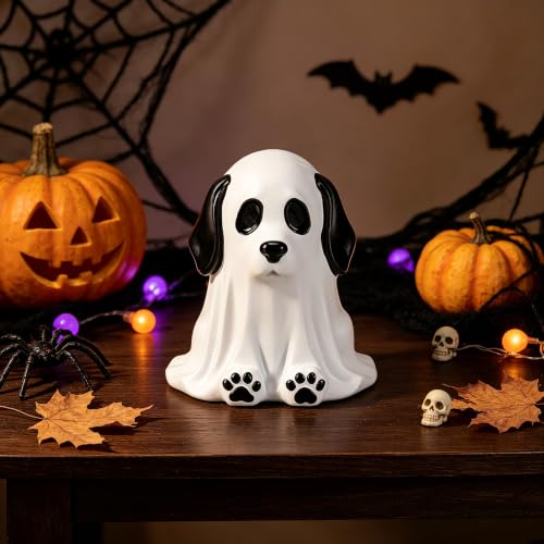 Mini Halloween Ghost Dog Figurines - Cute Resin Decor for Halloween and Shelf Display Variation of Halloween Decorations - Mini Cute Resin Ghost Dog for Halloween Decor