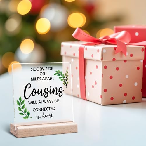 Cousin Gift Acrylic Desk Sign for Women - Sister Birthday & Holiday Decor