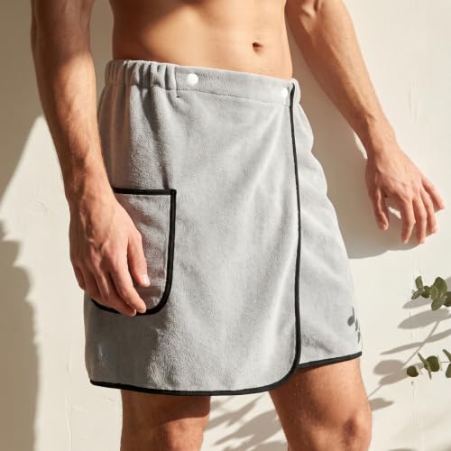 Men's Wearable Bath Towel Shorts Adjustable Microfiber Spa Wrap