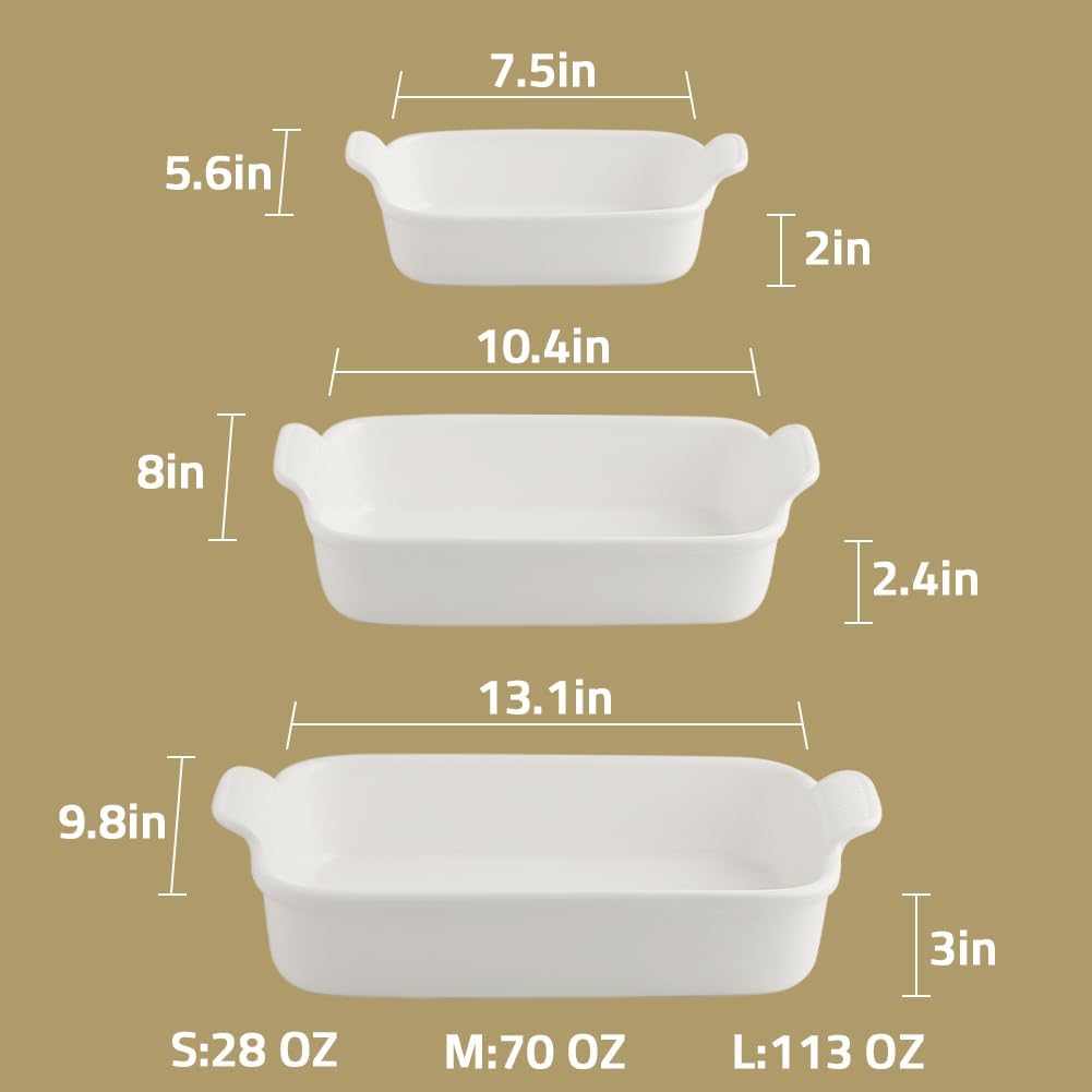Sweejar Baking Pans Set - Durable Ceramic 9x13 Baking Dish with Handle | 3-Piece Rectangular Casserole Set in Turquoise