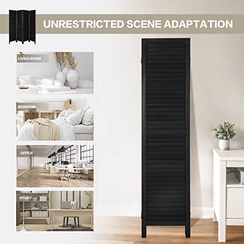 Freestanding Louvered Wood Room Divider - Foldable Multi-Panel Privacy Screen