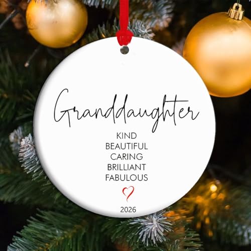 Heartfelt Granddaughter Ceramic Keepsake Ornament - Holiday Xmas Decoration C10
