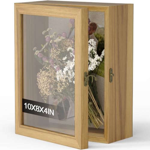 8x10 Deep Shadow Box Frame with Acrylic Glass for Keepsakes and Flowers - Brown