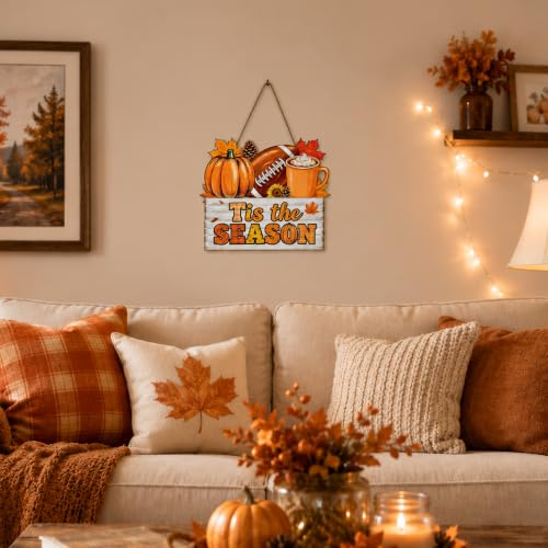 Fall Front Door Decor - Tis The Season Wooden Welcome Sign Hanging