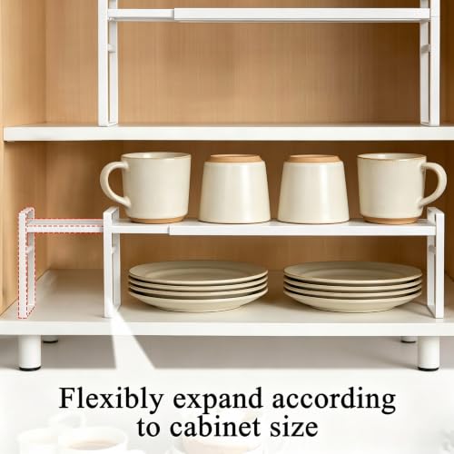 Expandable White Window Sill Plant Shelf - Narrow Adjustable Kitchen & Bathroom Organizer, Stackable Shelves