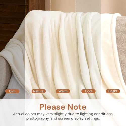 Electric Blanket 50x60 Inches Flannel and Sherpa Heated Throw - White