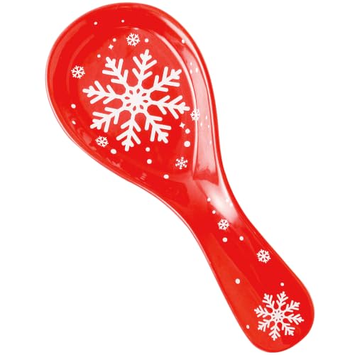 Snowflake Ceramic Spoon Rest for Stove Top and Kitchen Utensil Holder