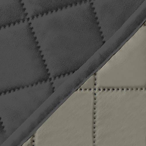 Easy-Going 4 Seater Sofa Slipcover Reversible Sofa Cover Water Resistant Couch Cover with Foam Sticks Elastic Straps Furniture Protector for Pets Children Dog Cat (XX-Large, Darkgray/Beige)