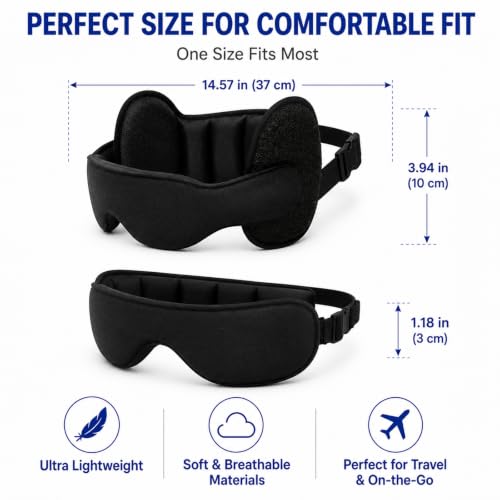 Travel Pillow with Eye Mask Support - Adjustable U-Shaped Neck Cushion