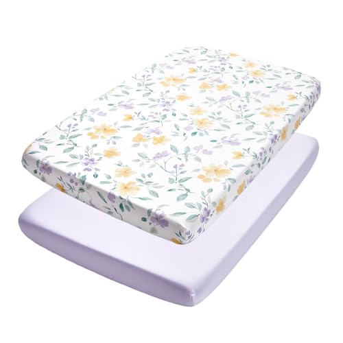 Mini Crib Sheets Fitted 2 Pack - Flower Whispers Baby Toddler Bedding