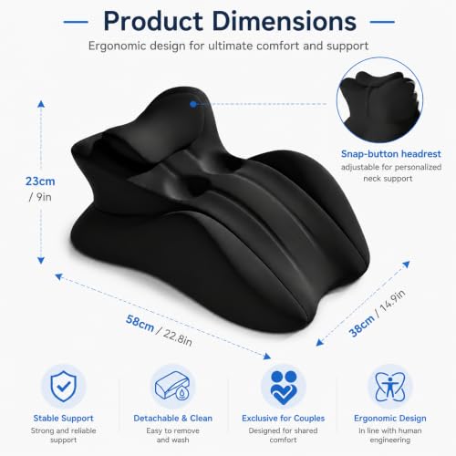 Memory Foam Wedge Pillow Black - Ergonomic 27° Support for Bed Sofa Reading