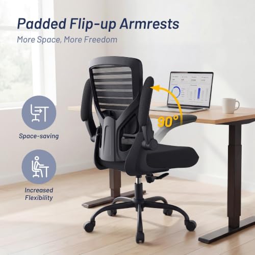 Ergonomic Office Chair with 4-Inch Molded Foam Cushion, 350 Lb Capacity - Matte Black