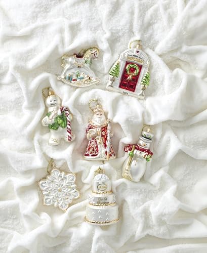 Lenox 2026 Retro Blown Glass First Christmas Wedding Ornament - Cake Variation