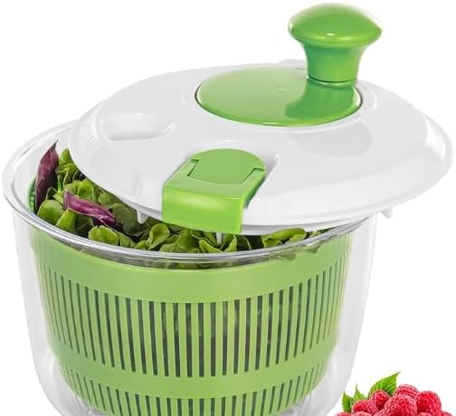 Salad Spinner - Regine Switzerland Fruit and Vegetable Washer | Easy-Grip Lettuce Spinner with Bowl & Mesh Basket