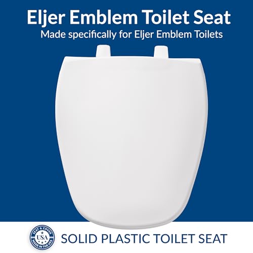 BEMIS 1240200 Eljer Emblem Plastic Toilet Seat, Made Specifically for Eljer Emblem Toilets, Round, White