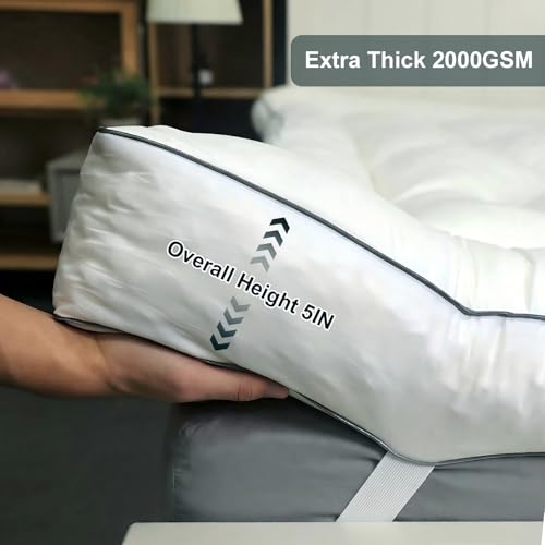 Queen 5 Inch Memory Foam Mattress Topper with 2000 GSM Fill - White