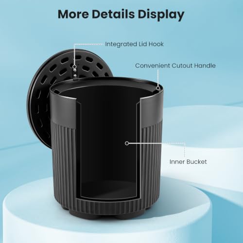 GIANTEX 3-in-1 Outdoor Ice Bucket Cooler Side Table with Storage - Black