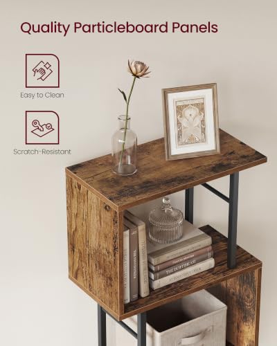 VASAGLE Rustic Brown 6-Tier S-Shaped Tall Book Shelf - 15" Wide Book Organizer
