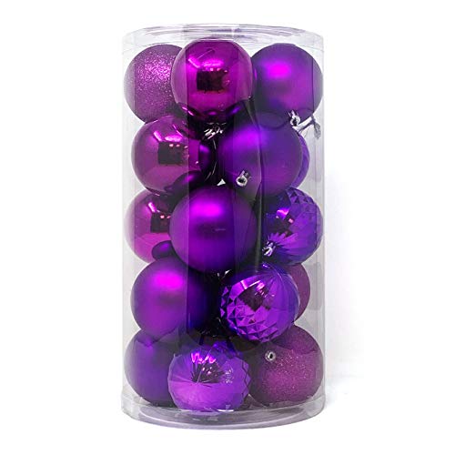 Large Christmas Ornament Balls Set - Purple, 20 Pcs, 3 Inch Shatterproof Decorations
