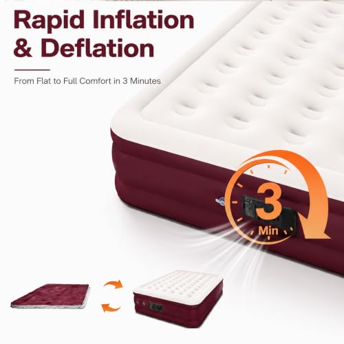 Queen Air Mattress with Built-In Pump, 800 Lbs Capacity, Portable Bed