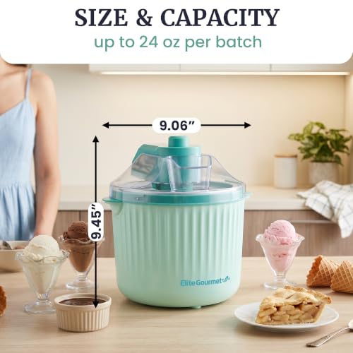 Self-Churning Electric Ice Cream Maker 1 Quart - Homemade Gelato & Sorbet, Mint