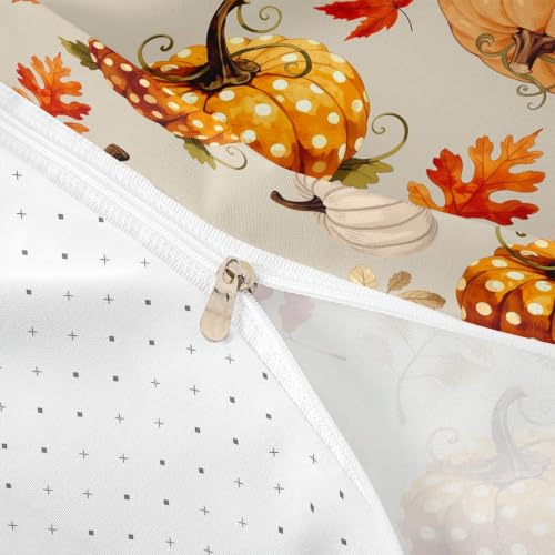 Manfei Watercolor Dot Pumpkin Twin Duvet Cover Set for Kids Boys Girls Beige Orange