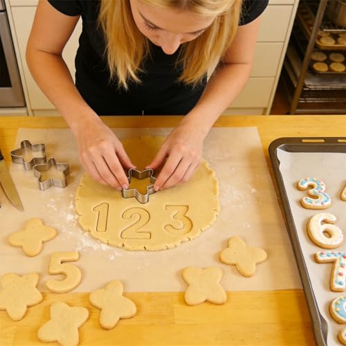 Comais Number Cookie Cutters Set - 2-Inch Round Corners Stainless Steel 9Pcs, Reversible 6 & 9